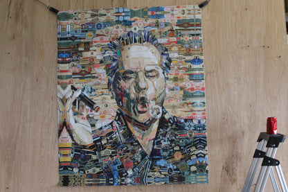 Cigar band collage Jack Nicholson Pop Art on a Giant Unstretched Canvas, 44"x54"