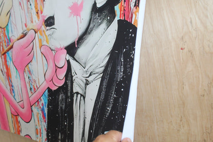 Pink Panther and Charli Chaplin Pop Art Giant size Unstretched Painting, 64"x44"