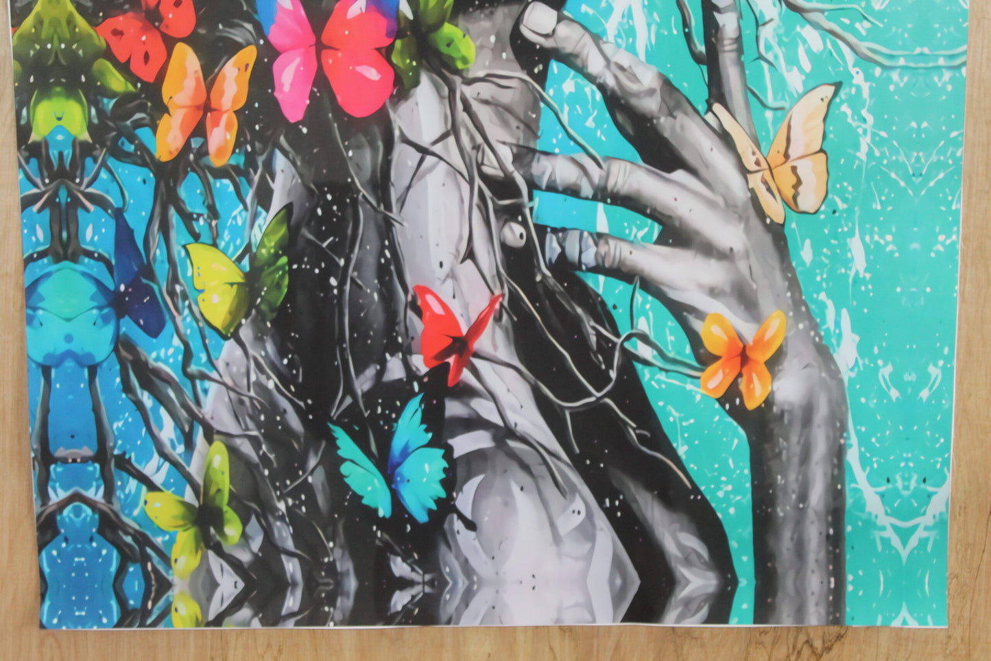 Butterfly Girl, a Giant Unstretched Painting on Canvas, 44"x64"