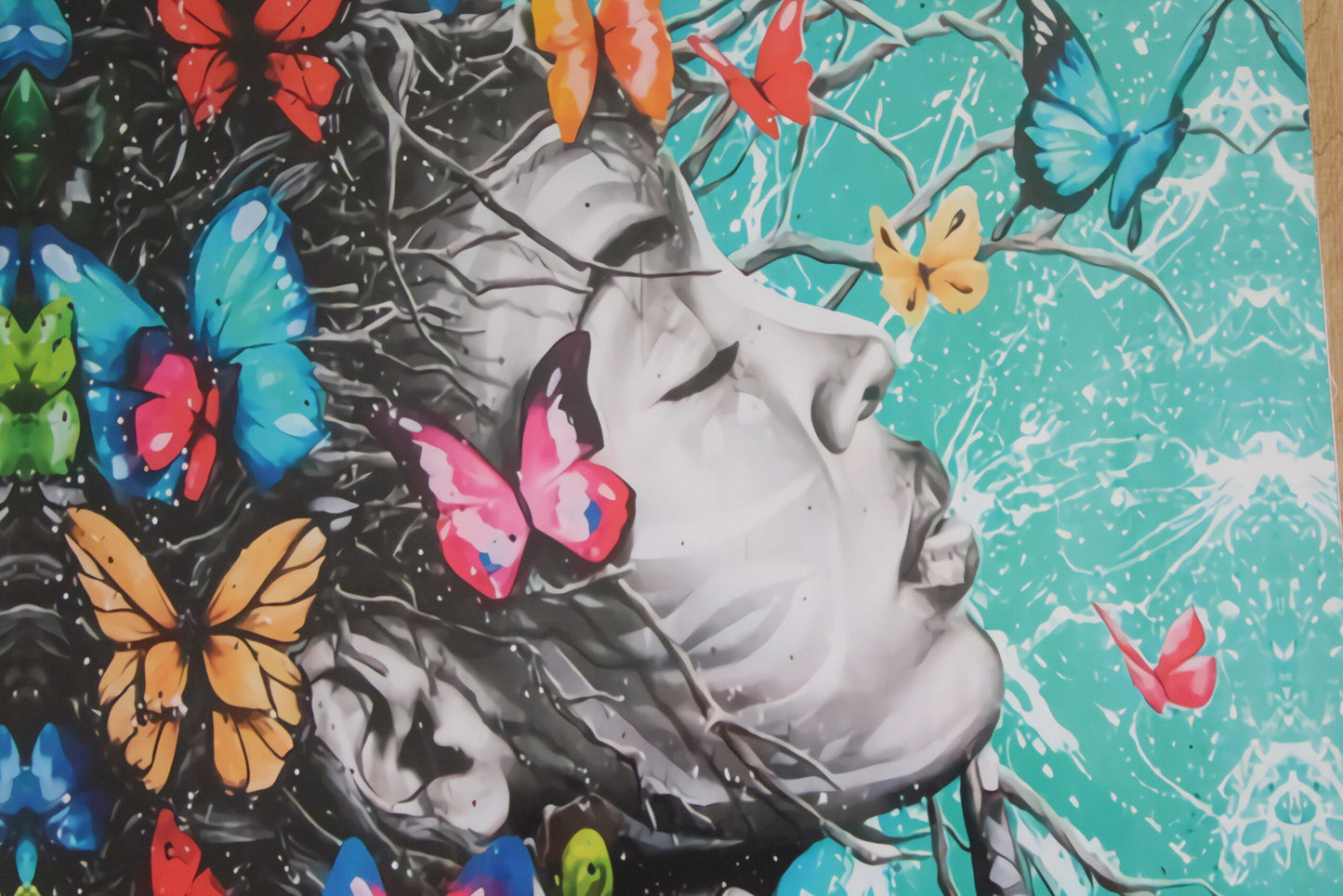 Butterfly Girl, a Giant Unstretched Painting on Canvas, 44"x64"