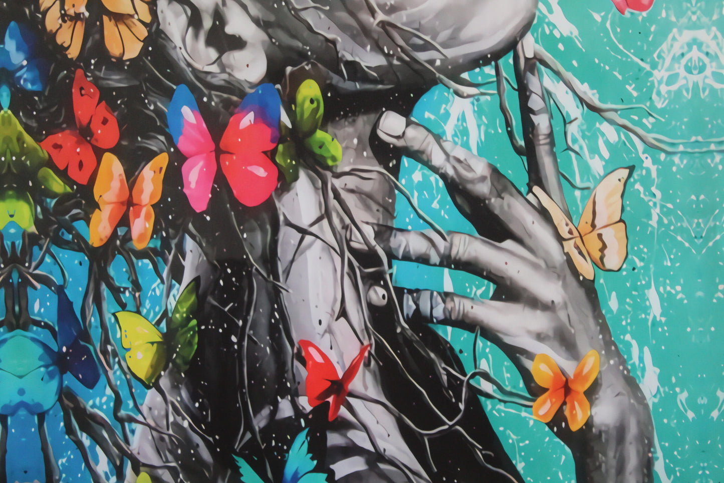 Butterfly Girl, a Giant Unstretched Painting on Canvas, 44"x64"