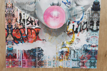 Marilyn Monroe With Bubble Gum A giant Pop Art Unstretched Painting, 44"x64"