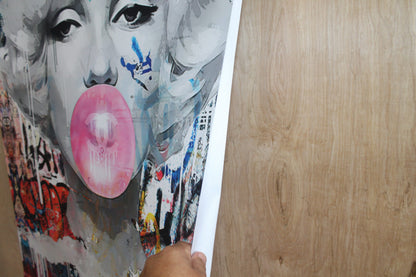 Marilyn Monroe With Bubble Gum A giant Pop Art Unstretched Painting, 44"x64"