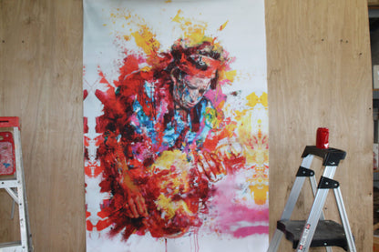 Pop Art Painting of Keith Richards, giant size Unstretched Canvas, 44"x64"