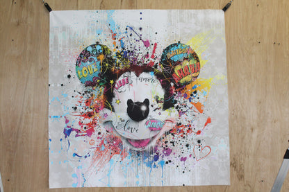 Miki Mister Brainwash Giant size Pop Art Unstretched Painting, 52"x52"