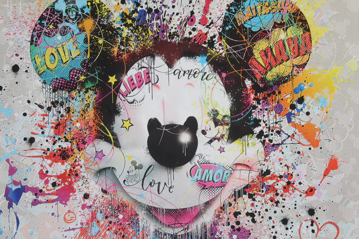Miki Mister Brainwash Giant size Pop Art Unstretched Painting, 52"x52"