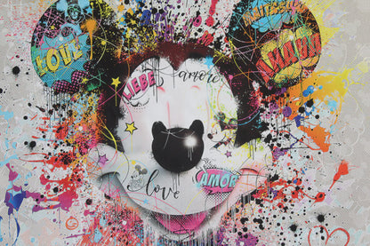 Miki Mister Brainwash Giant size Pop Art Unstretched Painting, 52"x52"