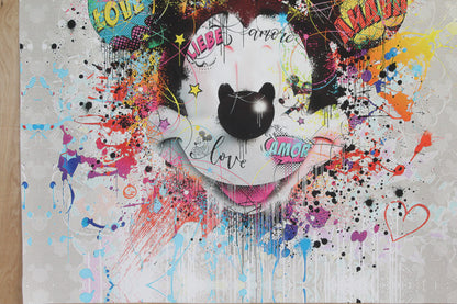 Miki Mister Brainwash Giant size Pop Art Unstretched Painting, 52"x52"