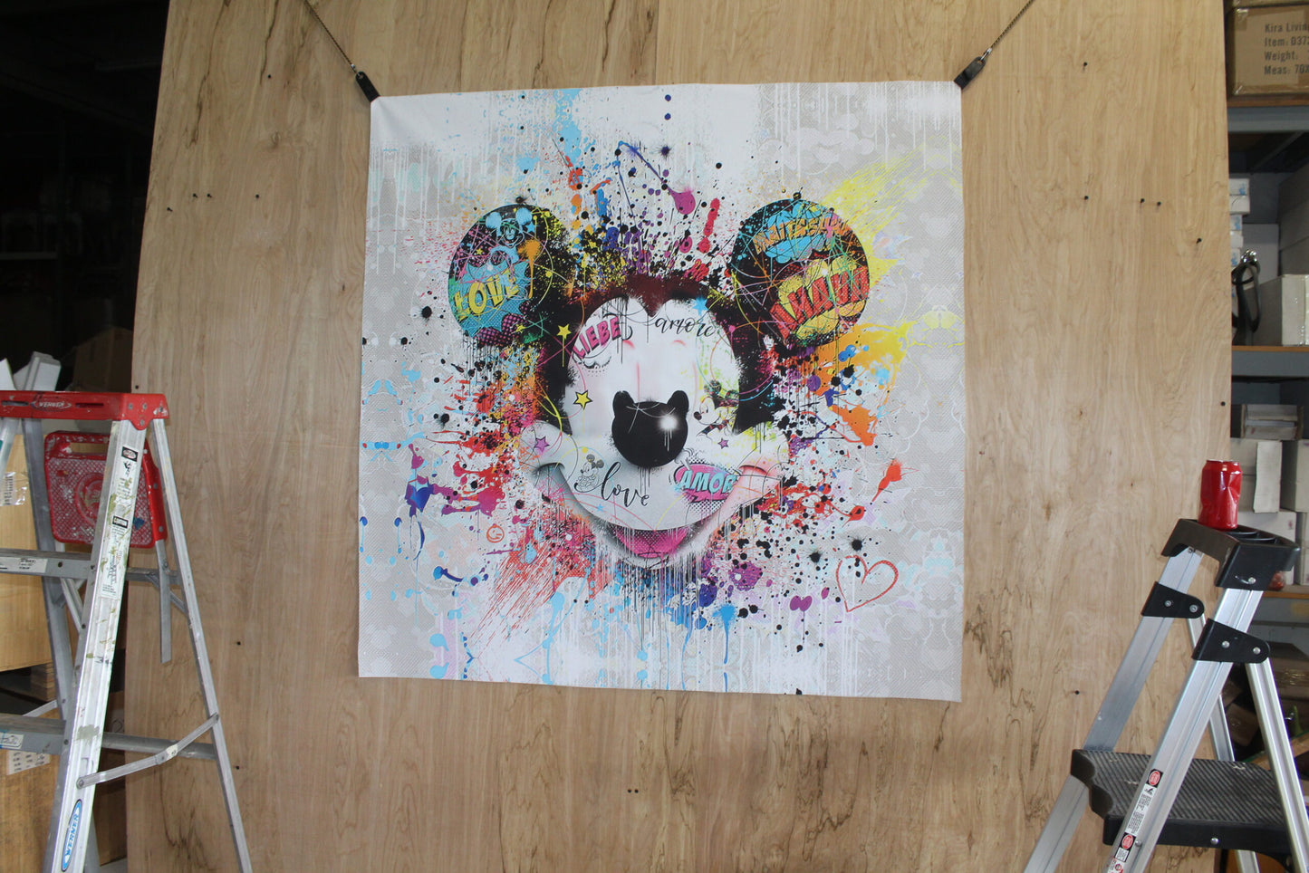 Miki Mister Brainwash Giant size Pop Art Unstretched Painting, 52"x52"