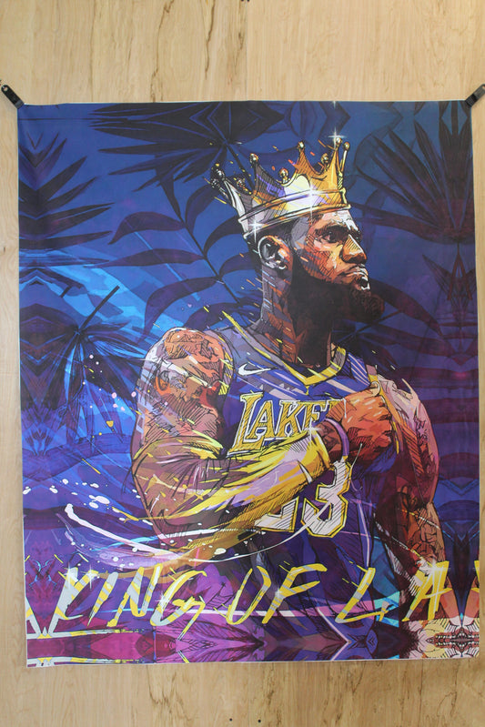 Lebron at the Lakers on  a Giant Unstretched Canvas, 51"x64"