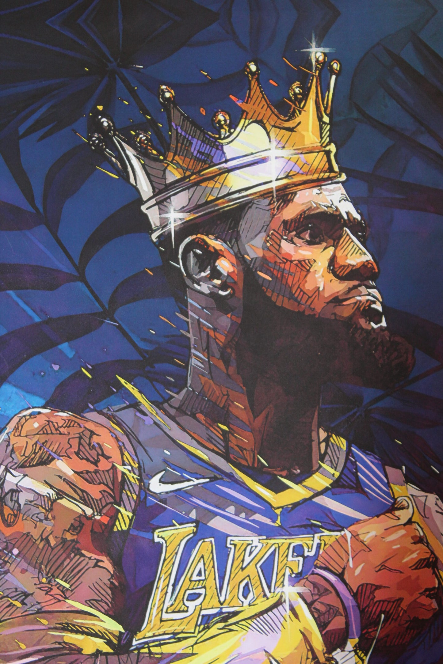 Lebron at the Lakers on  a Giant Unstretched Canvas, 51"x64"