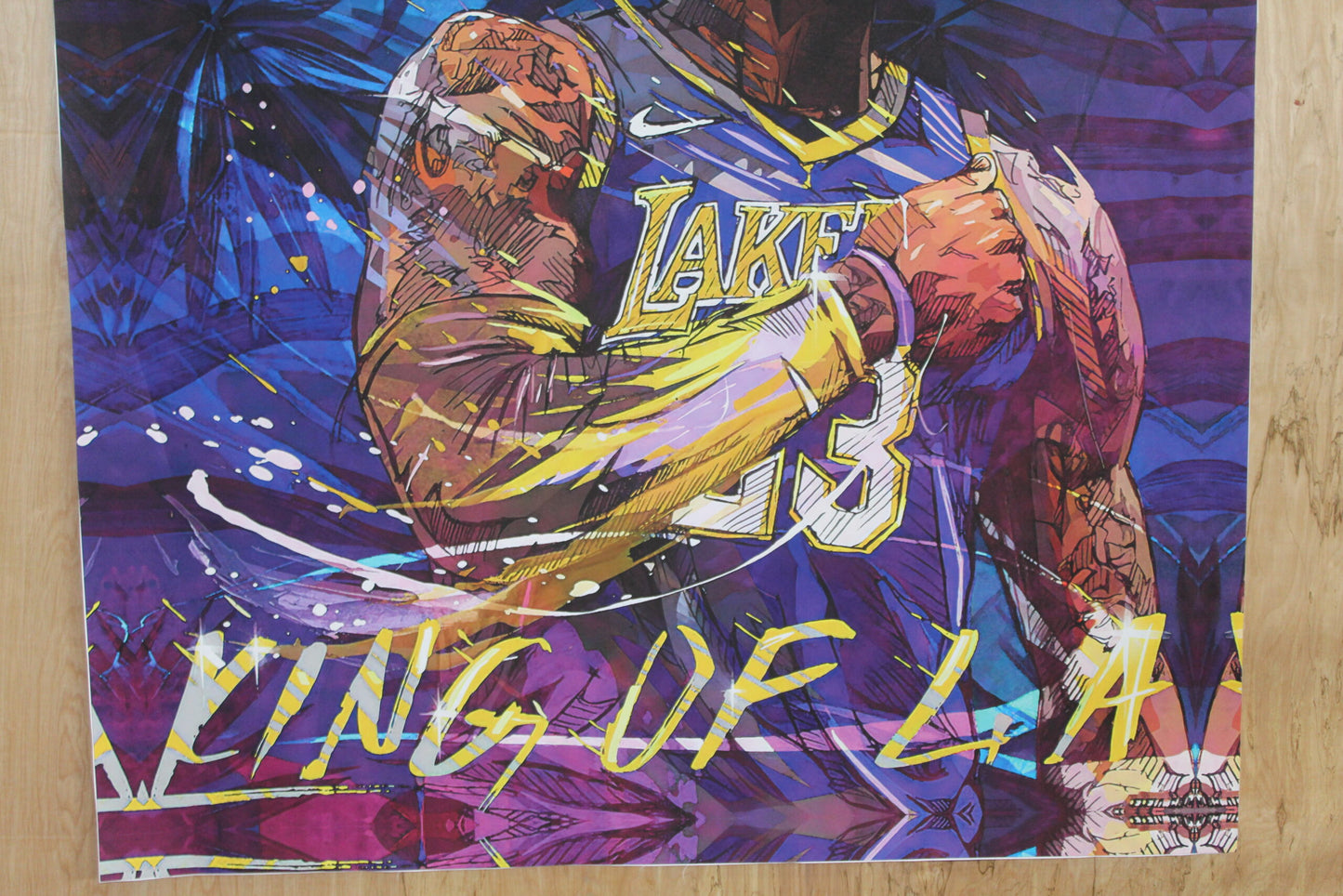 Lebron at the Lakers on  a Giant Unstretched Canvas, 51"x64"