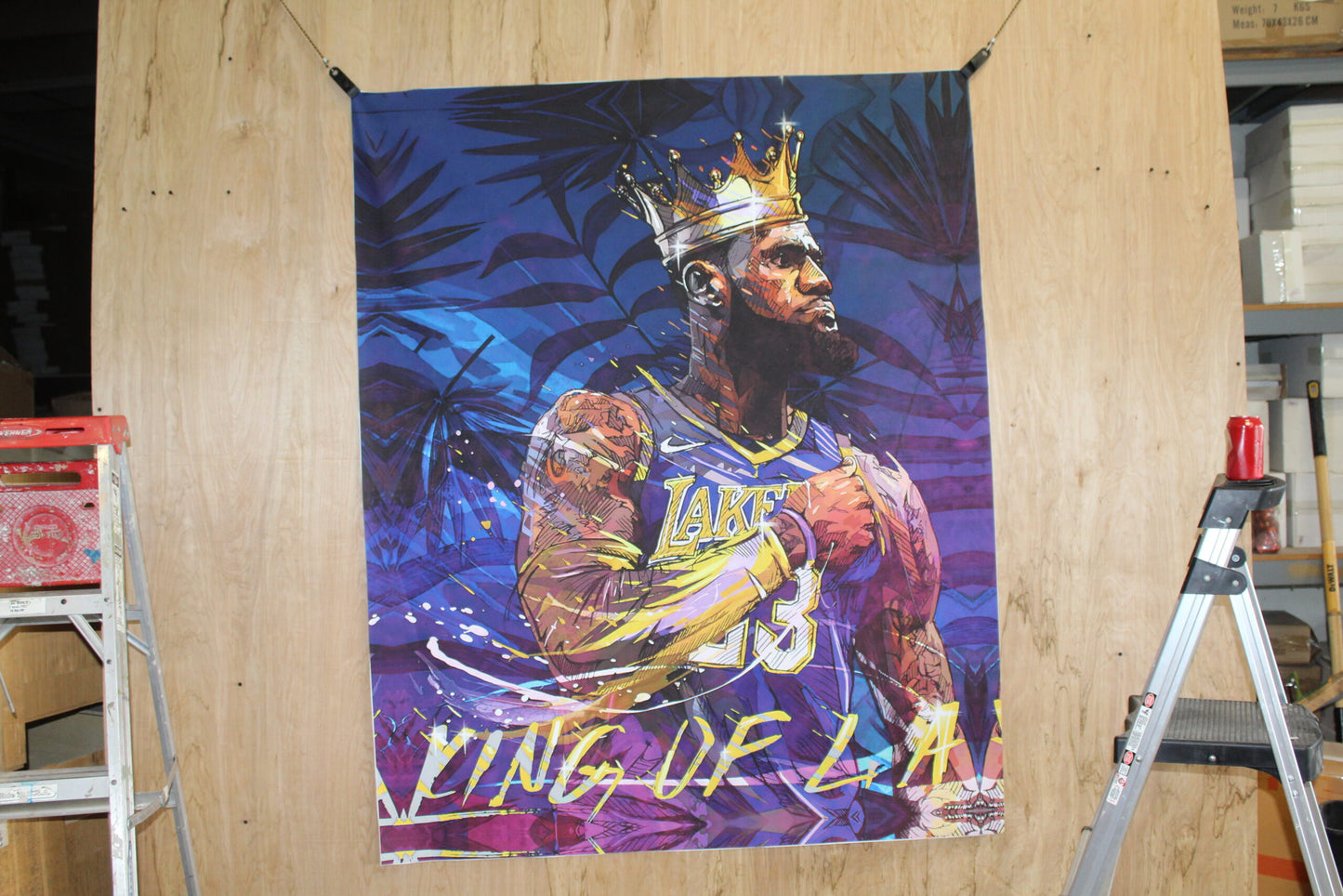 Lebron at the Lakers on  a Giant Unstretched Canvas, 51"x64"