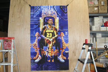 King LeBron James Lakers on a Giant Unstretched Canvas, 44"x76"