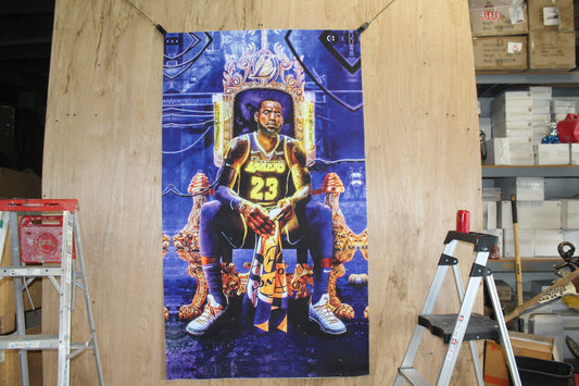 King LeBron James Lakers on a Giant Unstretched Canvas, 44"x76"