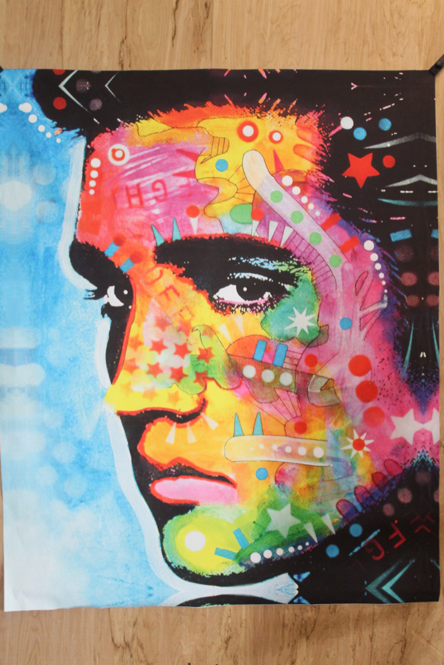 King Elvis Presley , A Dean Russo Replica, of Giant Unstretched Canvas, 52"x64"