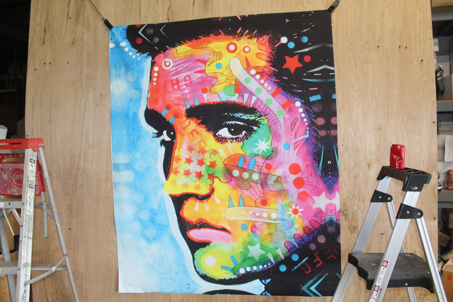 King Elvis Presley , A Dean Russo Replica, of Giant Unstretched Canvas, 52"x64"