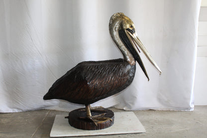 Lifesize Bronze Pelican Fountain Mounted on a Base 44" x 20" x 42"H