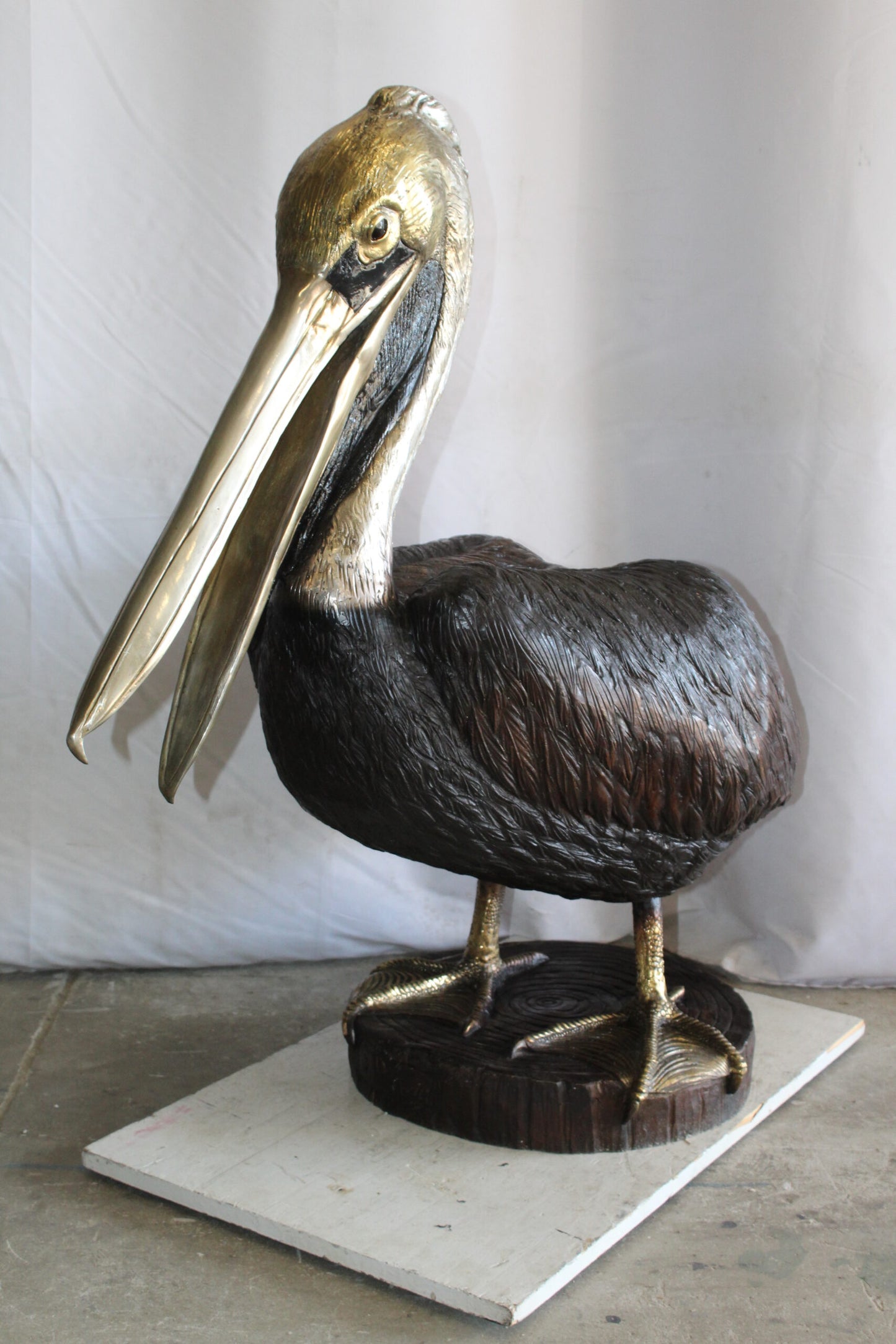 Lifesize Bronze Pelican Fountain Mounted on a Base 44" x 20" x 42"H