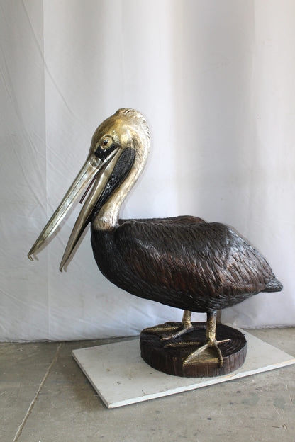 Lifesize Bronze Pelican Fountain Mounted on a Base 44" x 20" x 42"H