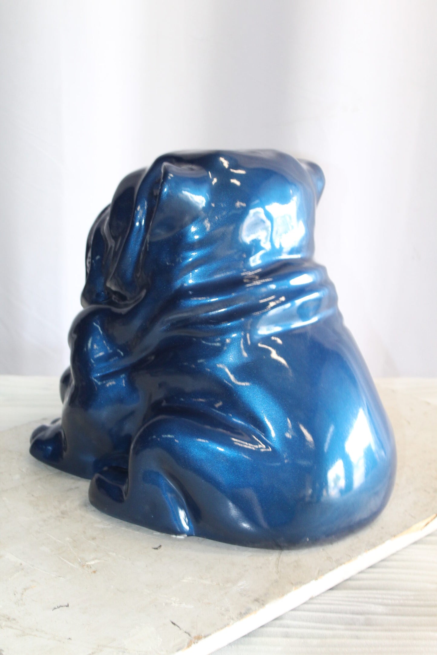 A Charming Blue Resin Bulldog, Perfect for Dog Lovers 19" x 15" x 16"H