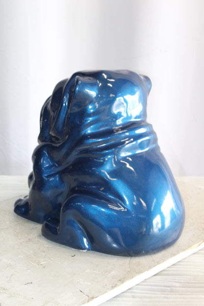 A Charming Blue Resin Bulldog, Perfect for Dog Lovers 19" x 15" x 16"H