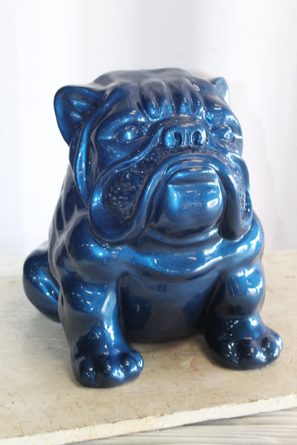 A Charming Blue Resin Bulldog, Perfect for Dog Lovers 19" x 15" x 16"H