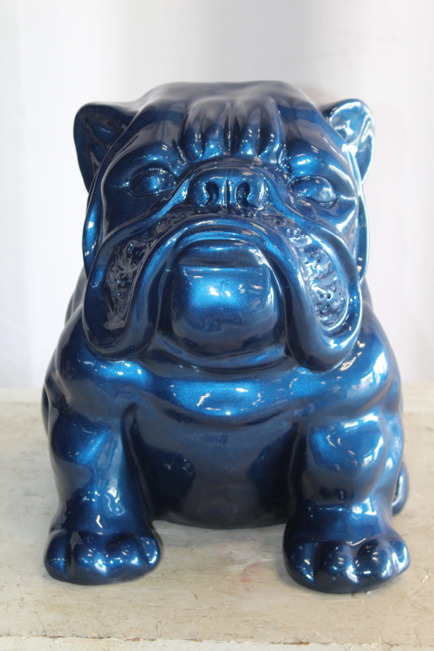 A Charming Blue Resin Bulldog, Perfect for Dog Lovers 19" x 15" x 16"H