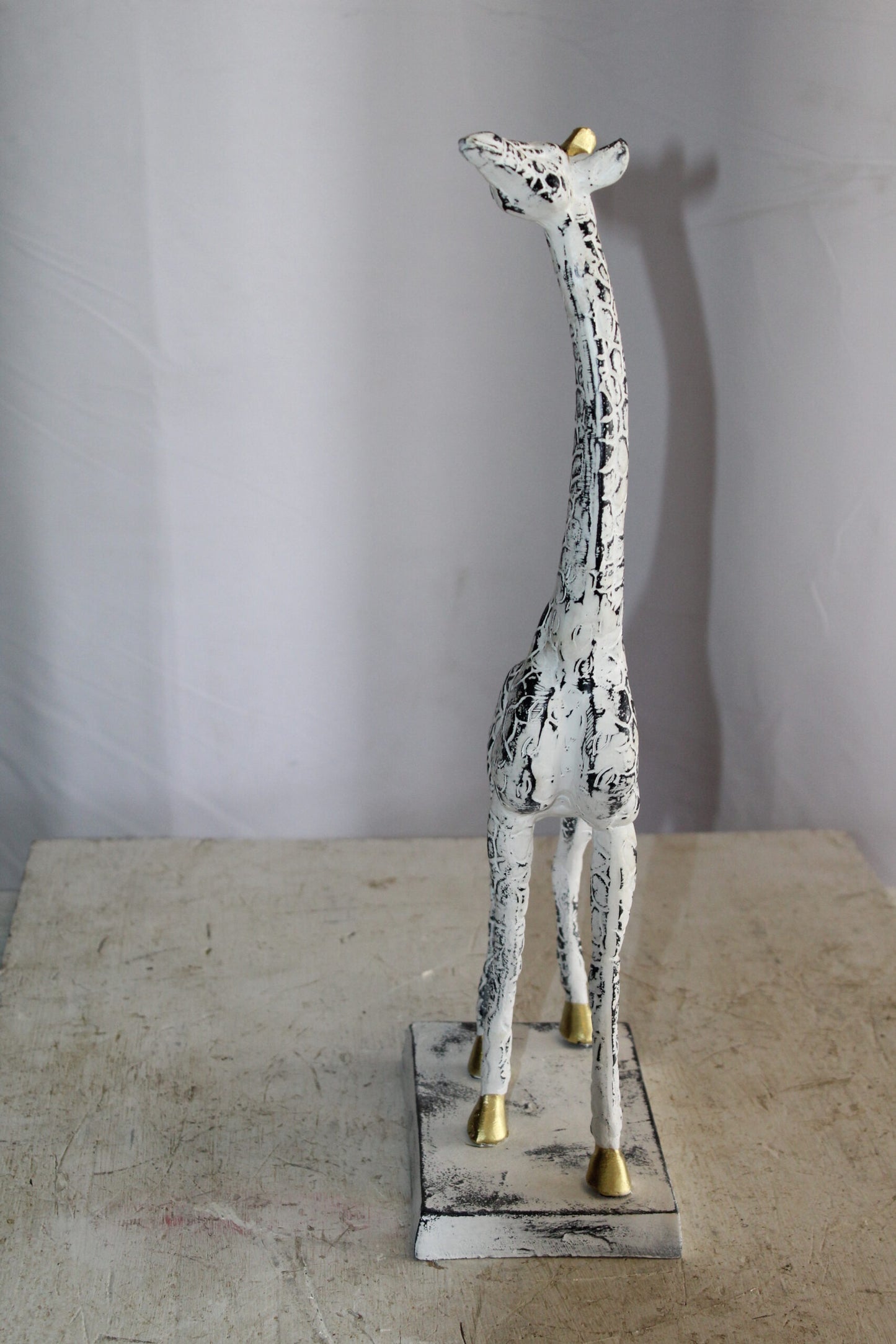 Aluminum Giraffe Sculpture Graceful Elegance in Tall Form 8" x 4" x 18"H