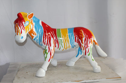 A Burst of Color Dripping Paint Fiberglass Donkey Statue 33" x 11" x 21"H