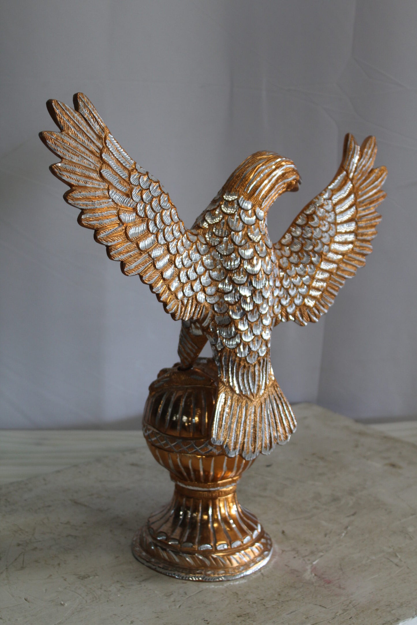 Golden Touched Aluminum Eagle Statue Majestic Home Accent 18" x 7" x 19"H