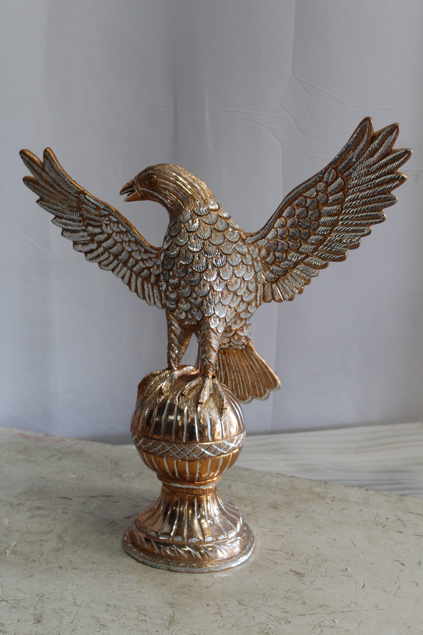 Golden Touched Aluminum Eagle Statue Majestic Home Accent 18" x 7" x 19"H