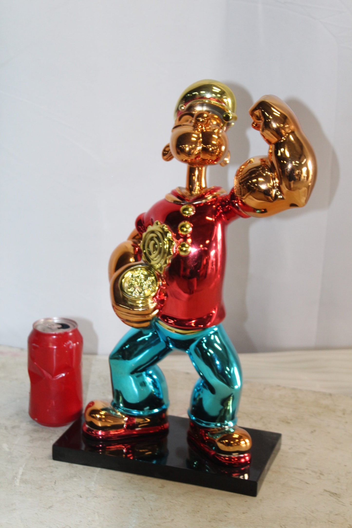 Vibrant Popeye with Red Shirt Resin Statue, Accent for Home Decor 6 x 13" x 17"H