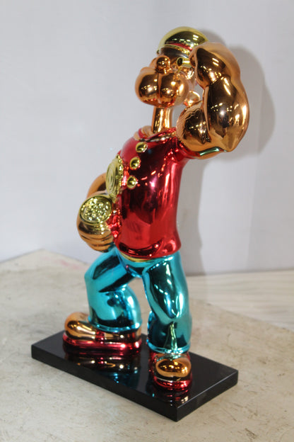Vibrant Popeye with Red Shirt Resin Statue, Accent for Home Decor 6 x 13" x 17"H