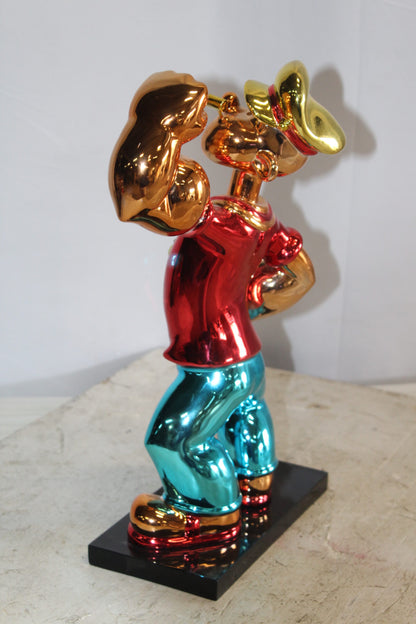Vibrant Popeye with Red Shirt Resin Statue, Accent for Home Decor 6 x 13" x 17"H