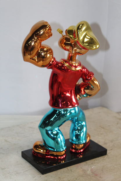 Vibrant Popeye with Red Shirt Resin Statue, Accent for Home Decor 6 x 13" x 17"H