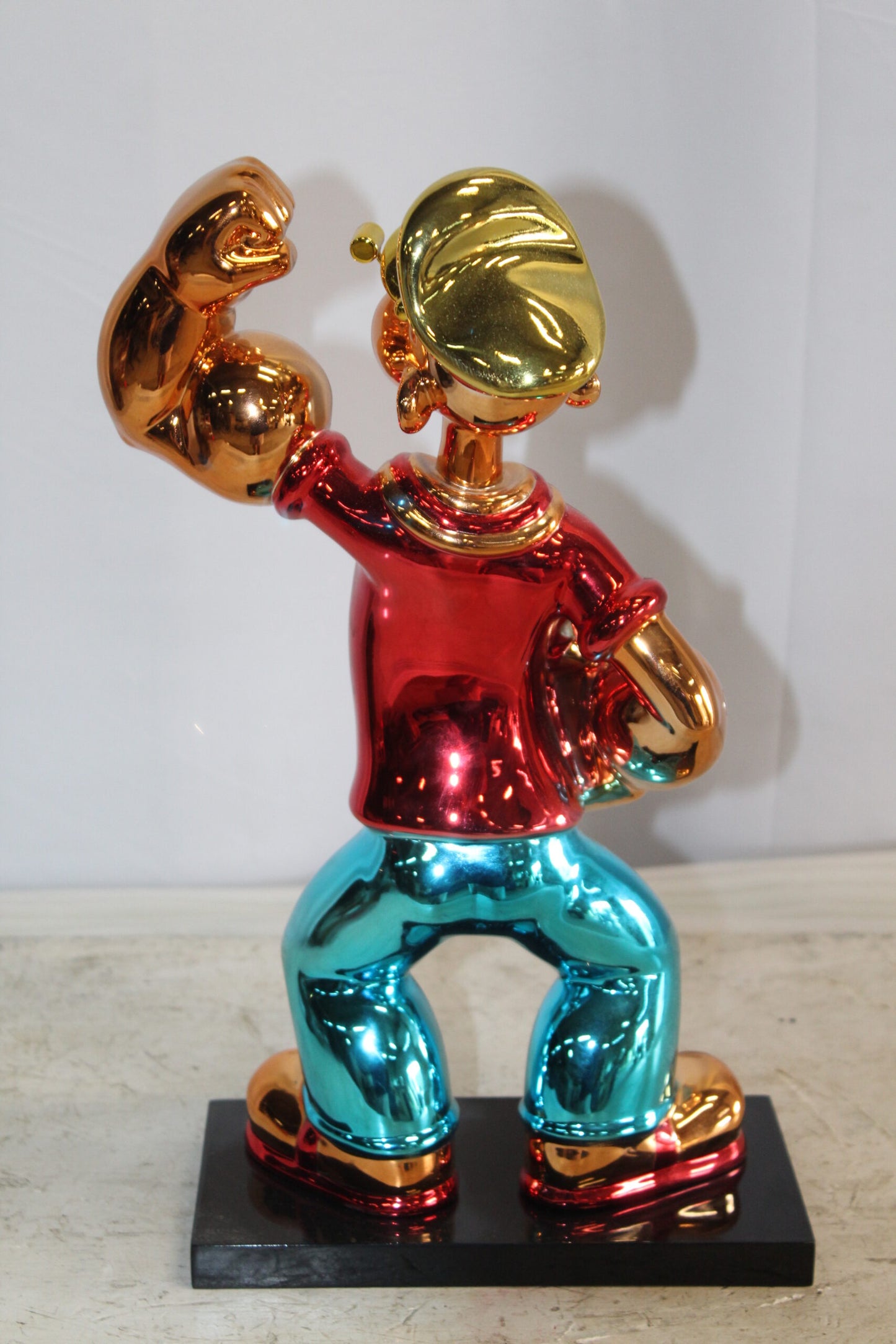 Vibrant Popeye with Red Shirt Resin Statue, Accent for Home Decor 6 x 13" x 17"H