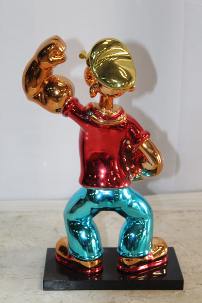 Vibrant Popeye with Red Shirt Resin Statue, Accent for Home Decor 6 x 13" x 17"H