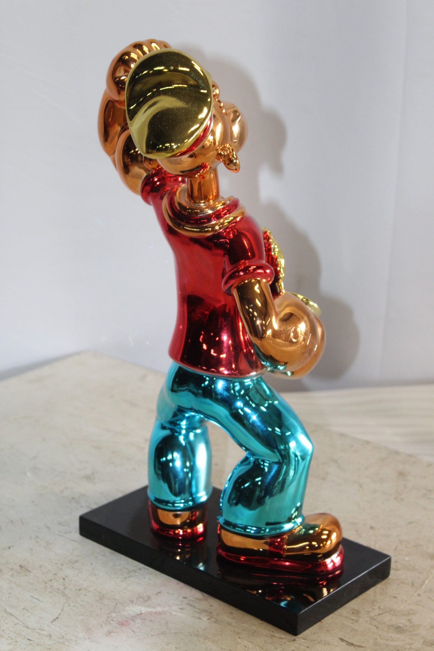 Vibrant Popeye with Red Shirt Resin Statue, Accent for Home Decor 6 x 13" x 17"H