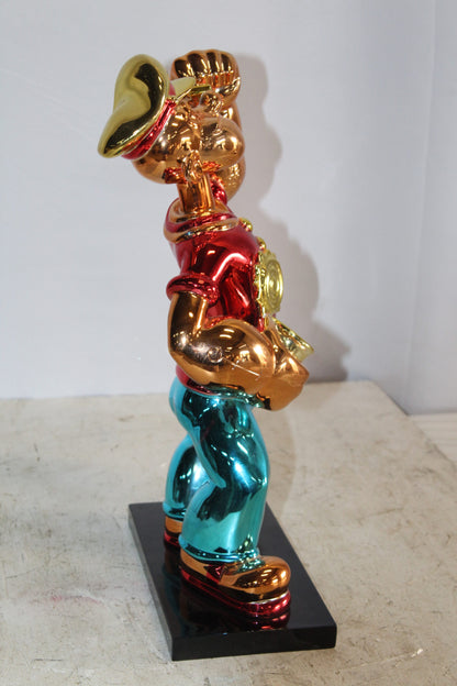 Vibrant Popeye with Red Shirt Resin Statue, Accent for Home Decor 6 x 13" x 17"H