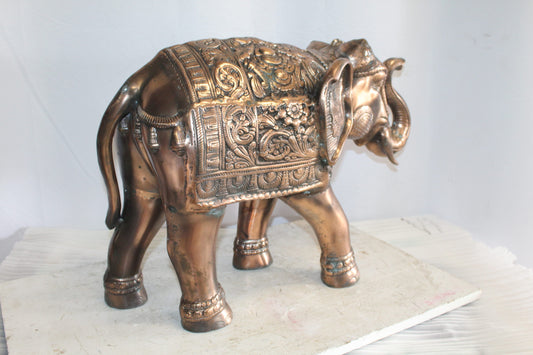 Aluminum Elephant Statue with Antique Design In Bronze Finish 28" x 13" x 19"H