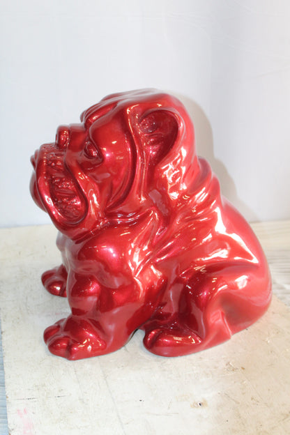 Adorable Red Resin, Fiberglass Statue of a bulldog figurine 19" x 15" x 16"H