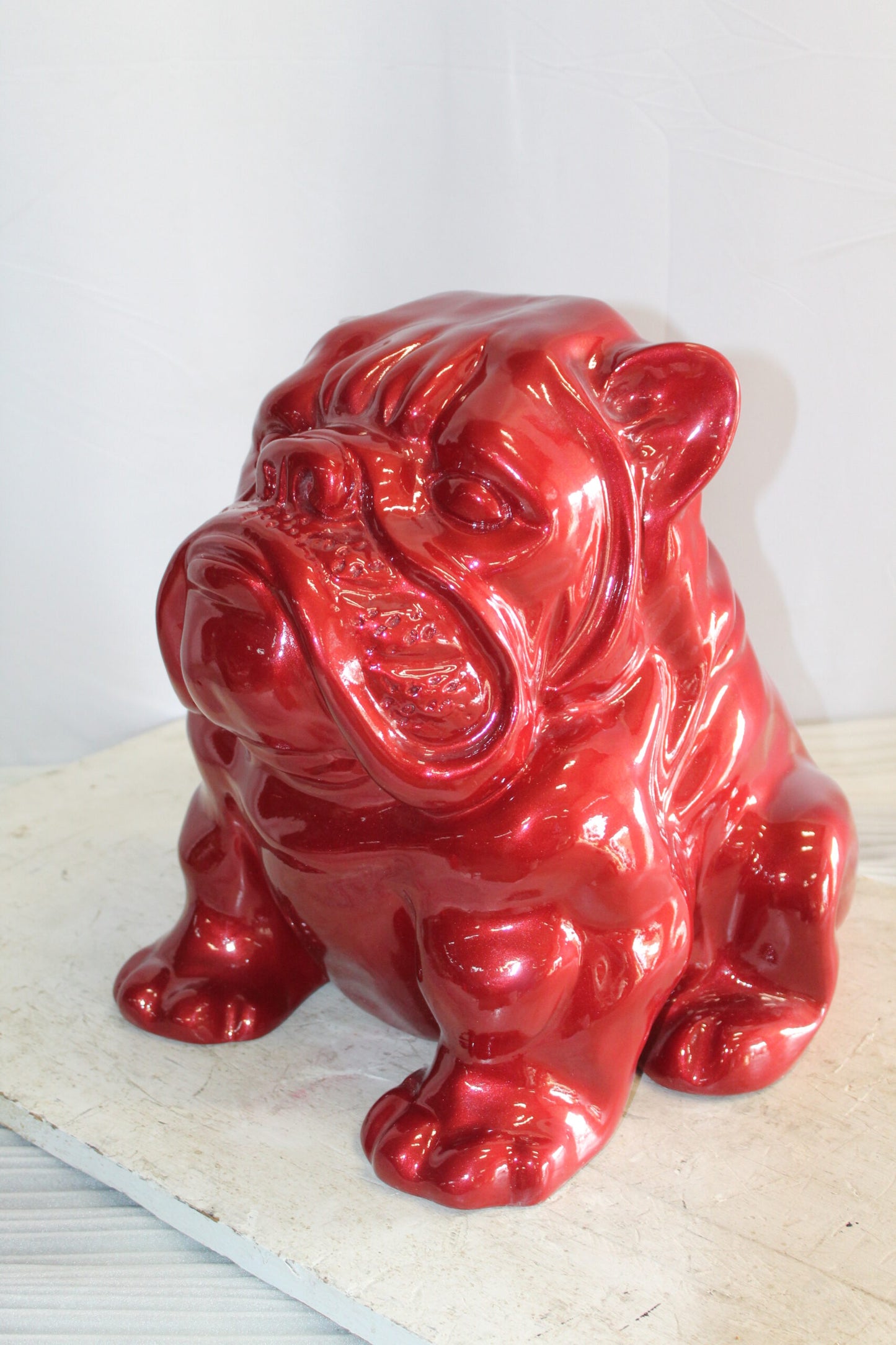 Adorable Red Resin, Fiberglass Statue of a bulldog figurine 19" x 15" x 16"H