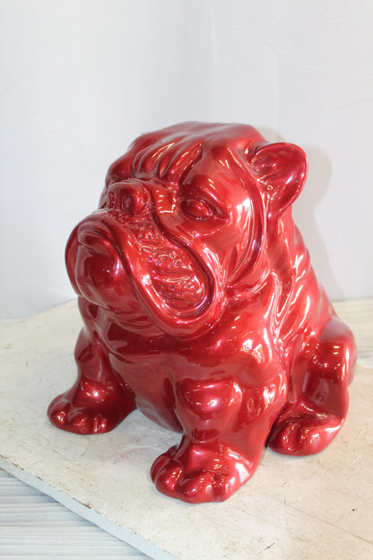 Adorable Red Resin, Fiberglass Statue of a bulldog figurine 19" x 15" x 16"H