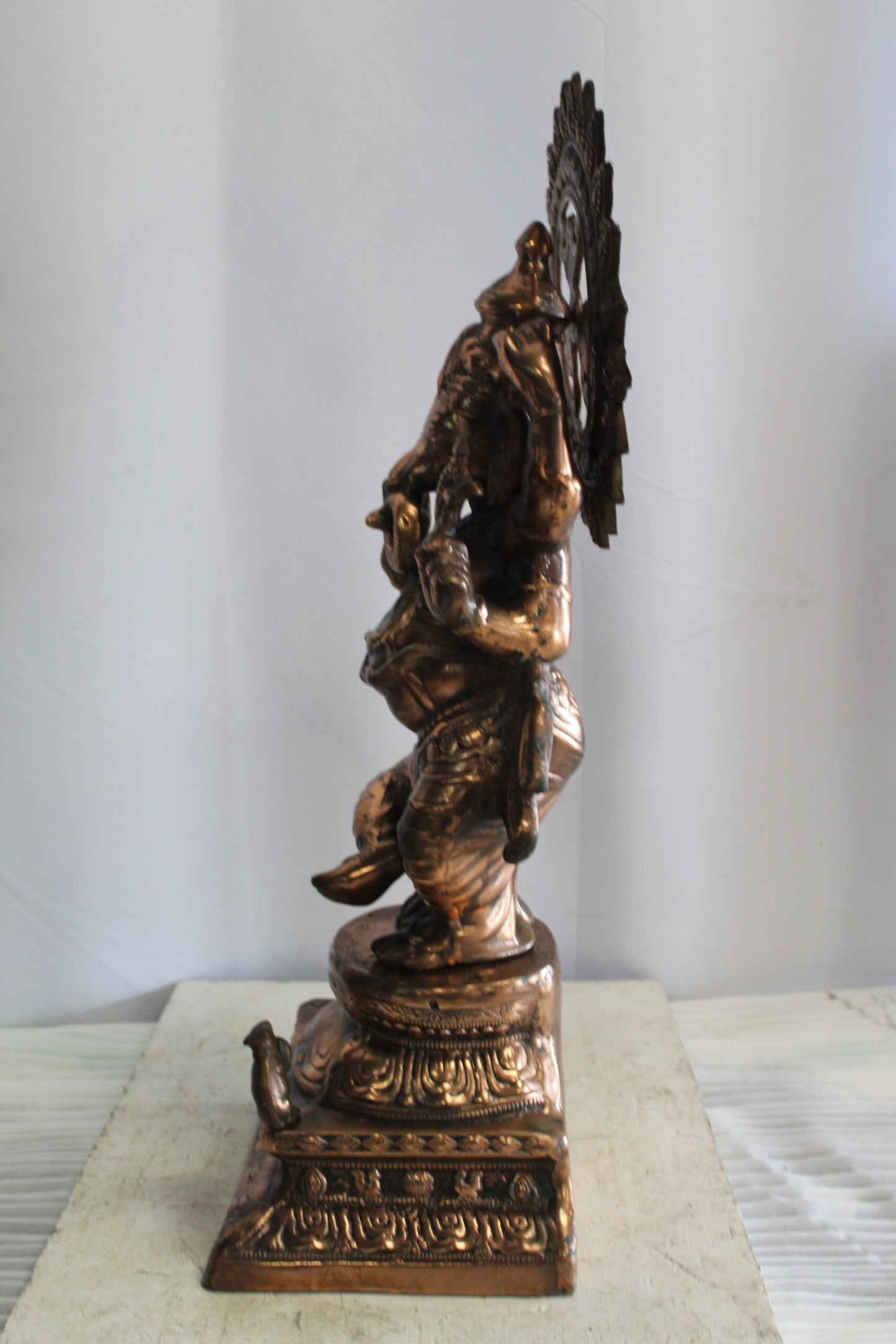 Bronze Finish Dancing Ganesh Statue, Metal Crafted Divine Charm 10" x 12" x 32"H