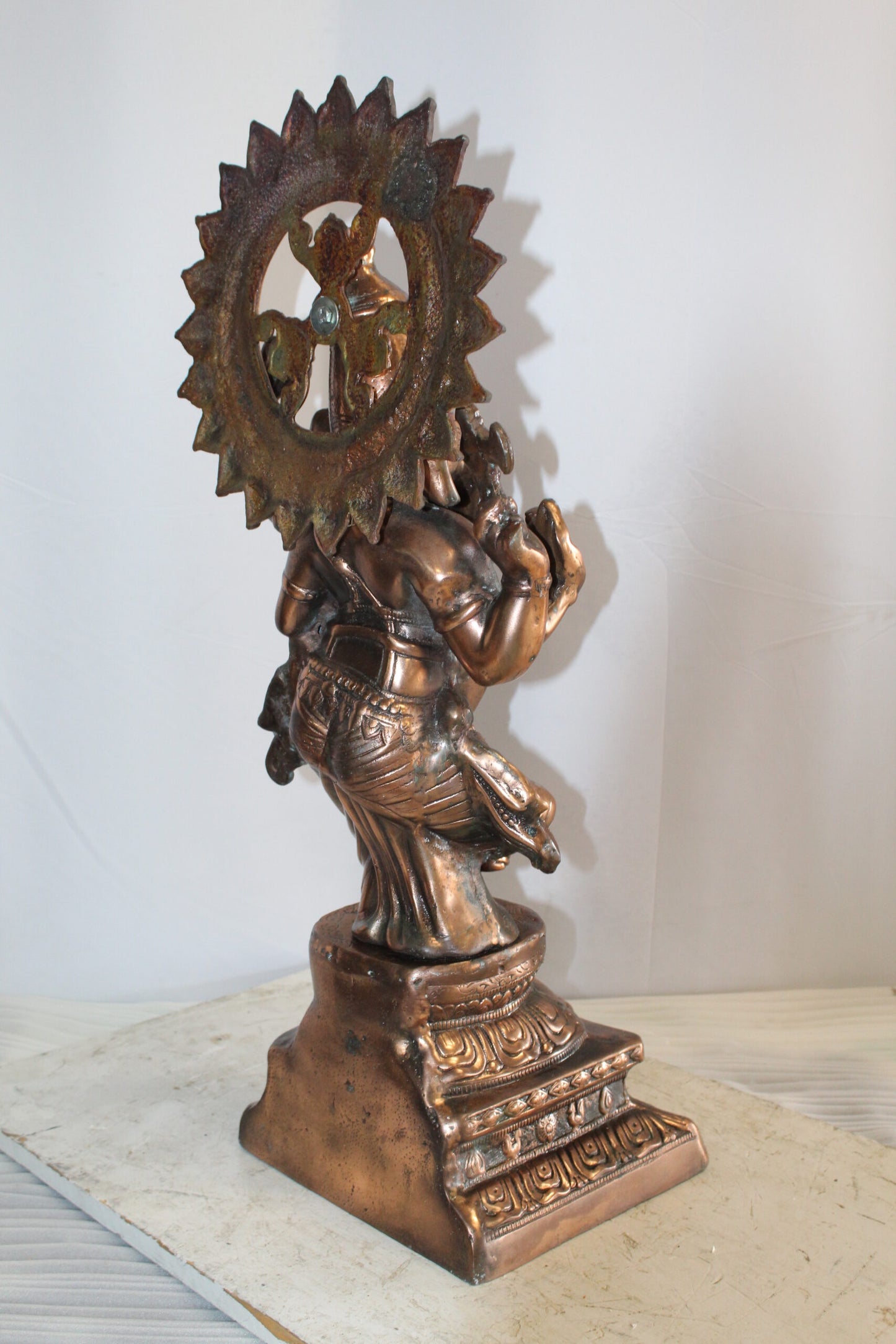 Bronze Finish Dancing Ganesh Statue, Metal Crafted Divine Charm 10" x 12" x 32"H