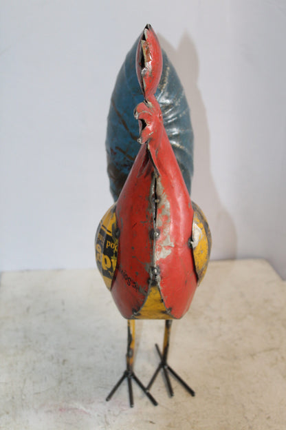 Colorful Thin Metal Rooster, Cockerel Statue 16" x 6" x 19"H