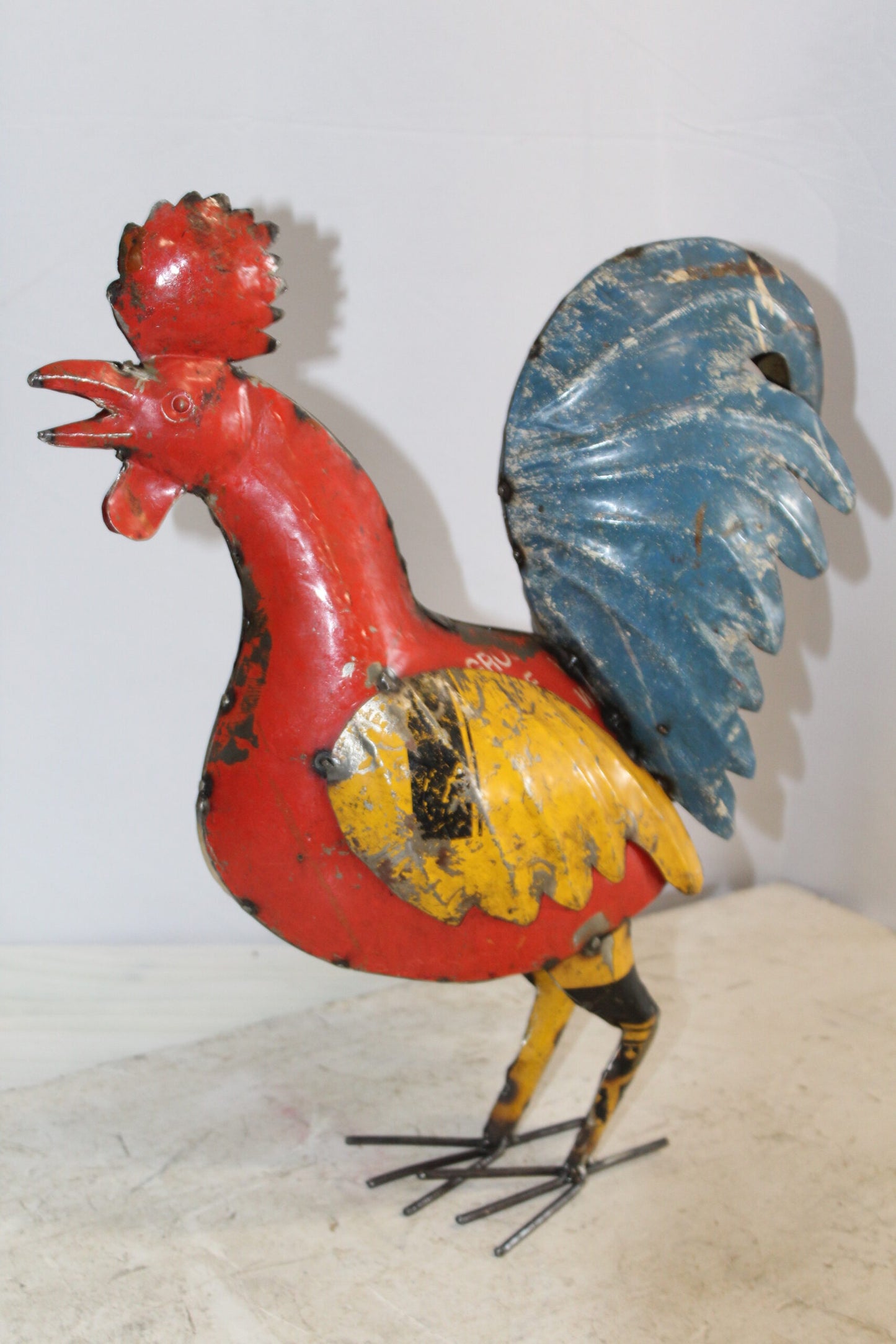 Colorful Thin Metal Rooster, Cockerel Statue 16" x 6" x 19"H