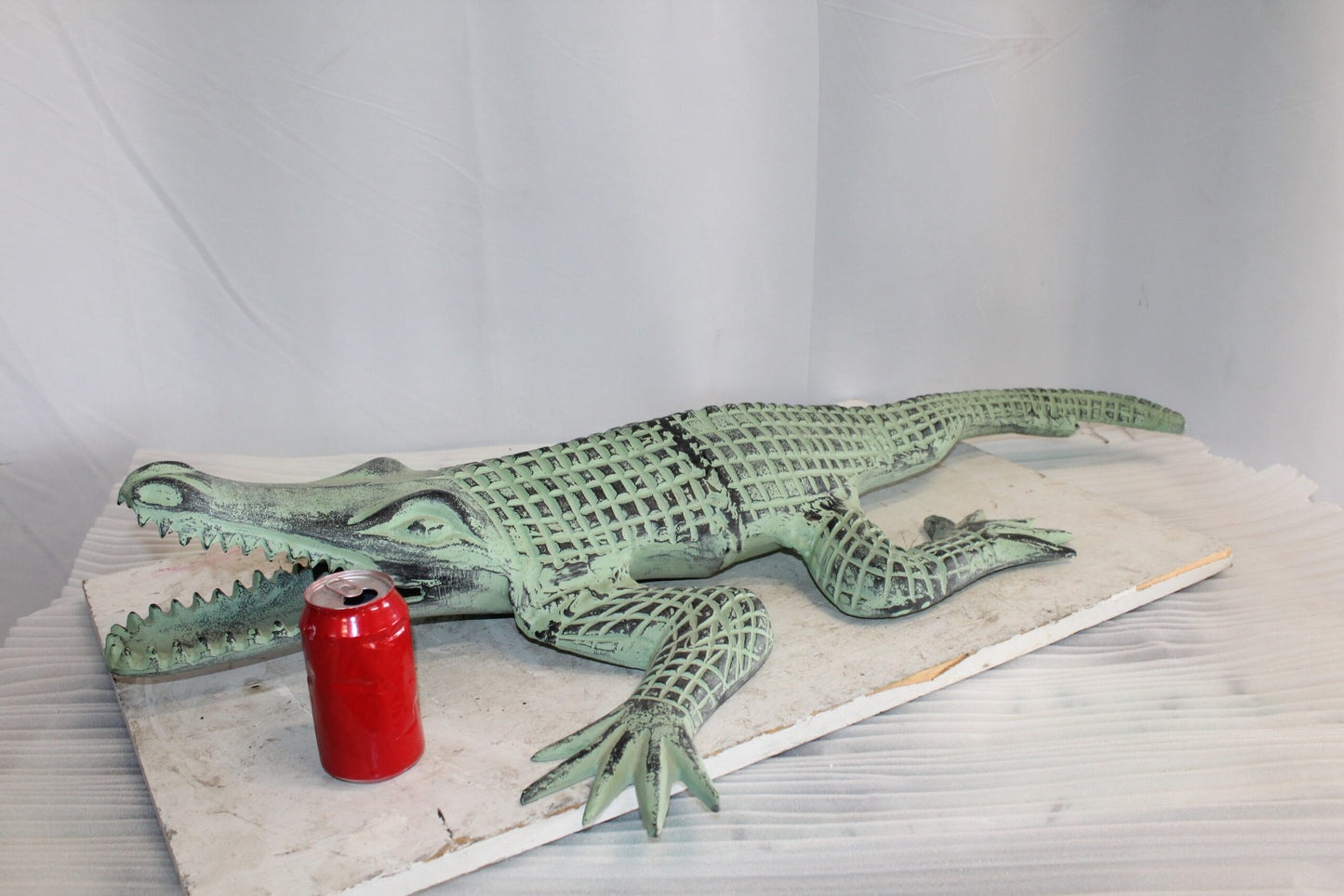 Green Patina Alligator Made of Aluminum Statue Embracing Nature 24" x 39" x 7"H