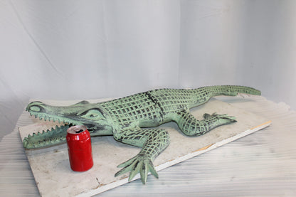 Green Patina Alligator Made of Aluminum Statue Embracing Nature 24" x 39" x 7"H